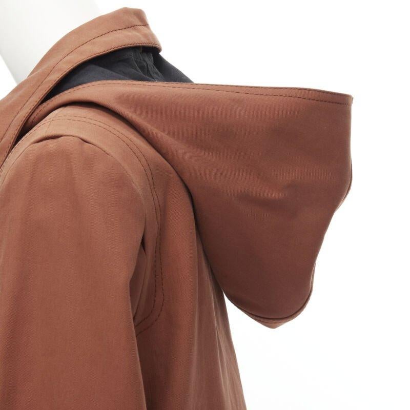 MARNI - Manteau à capuche en coton rouge brique avec fermeture éclair sur le devant - IT40 S en vente 4