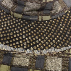 MARNI bronze grey embellished collar checked brocade dress IT36 XXS