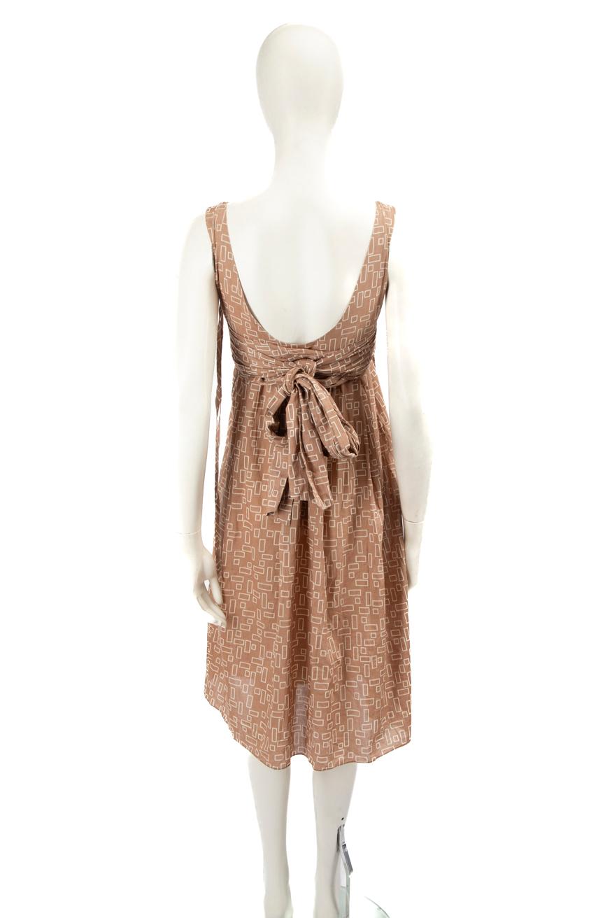 Marni Vestido midi sin mangas abstracto marrón Talla M Beige en venta