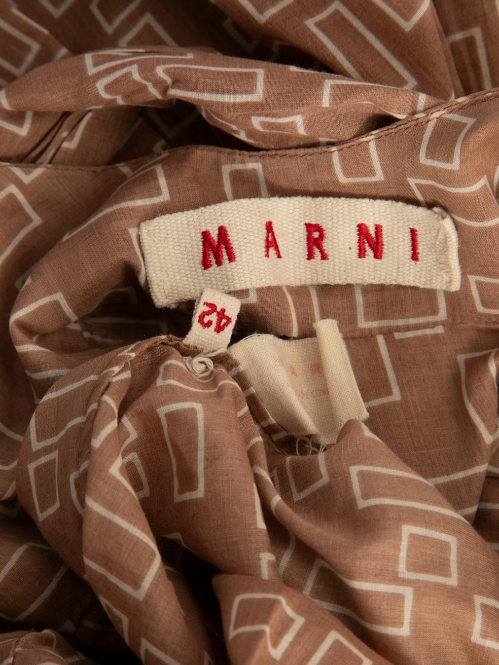 Marni Vestido midi sin mangas abstracto marrón Talla M en venta 1