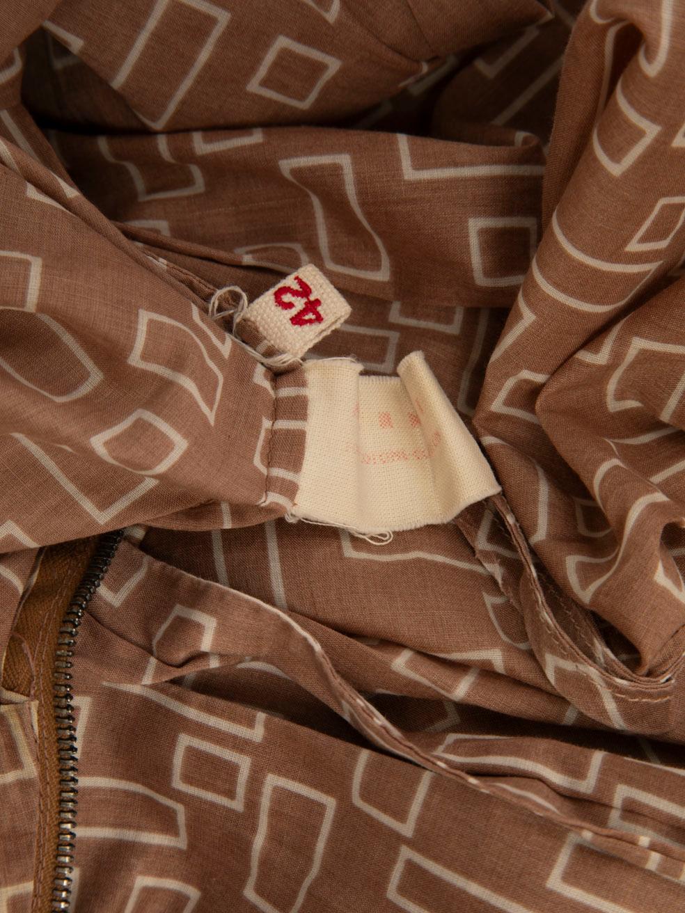 Marni Vestido midi sin mangas abstracto marrón Talla M en venta 2