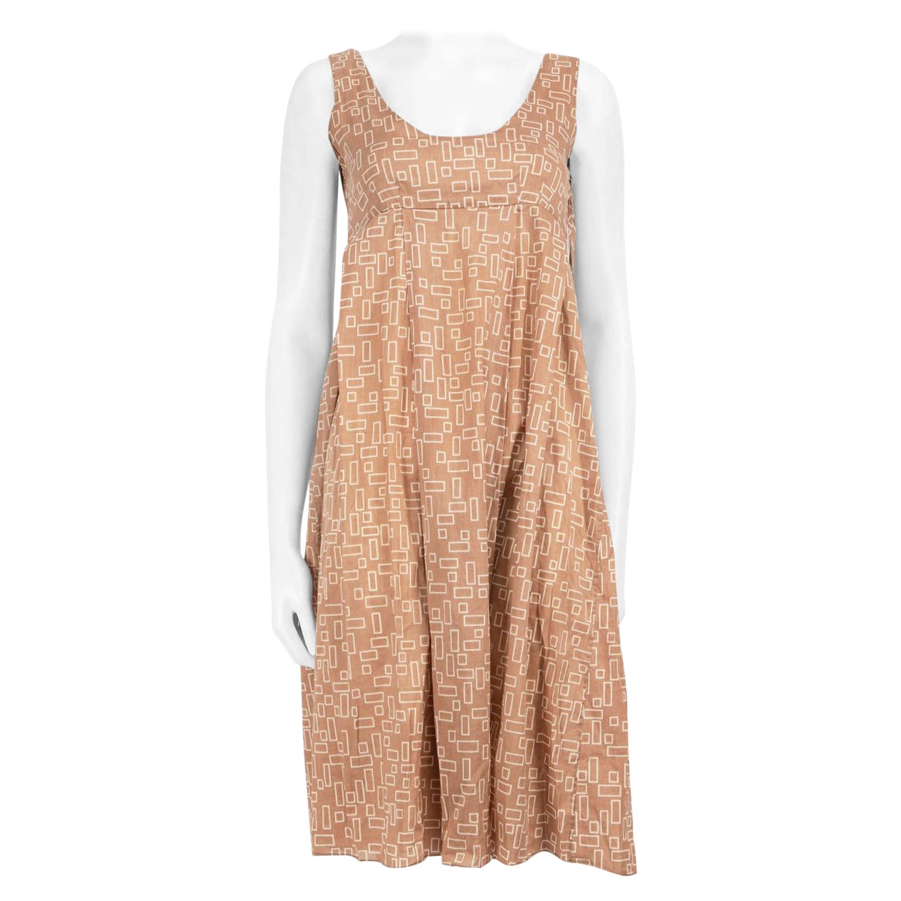 Marni Vestido midi sin mangas abstracto marrón Talla M en venta
