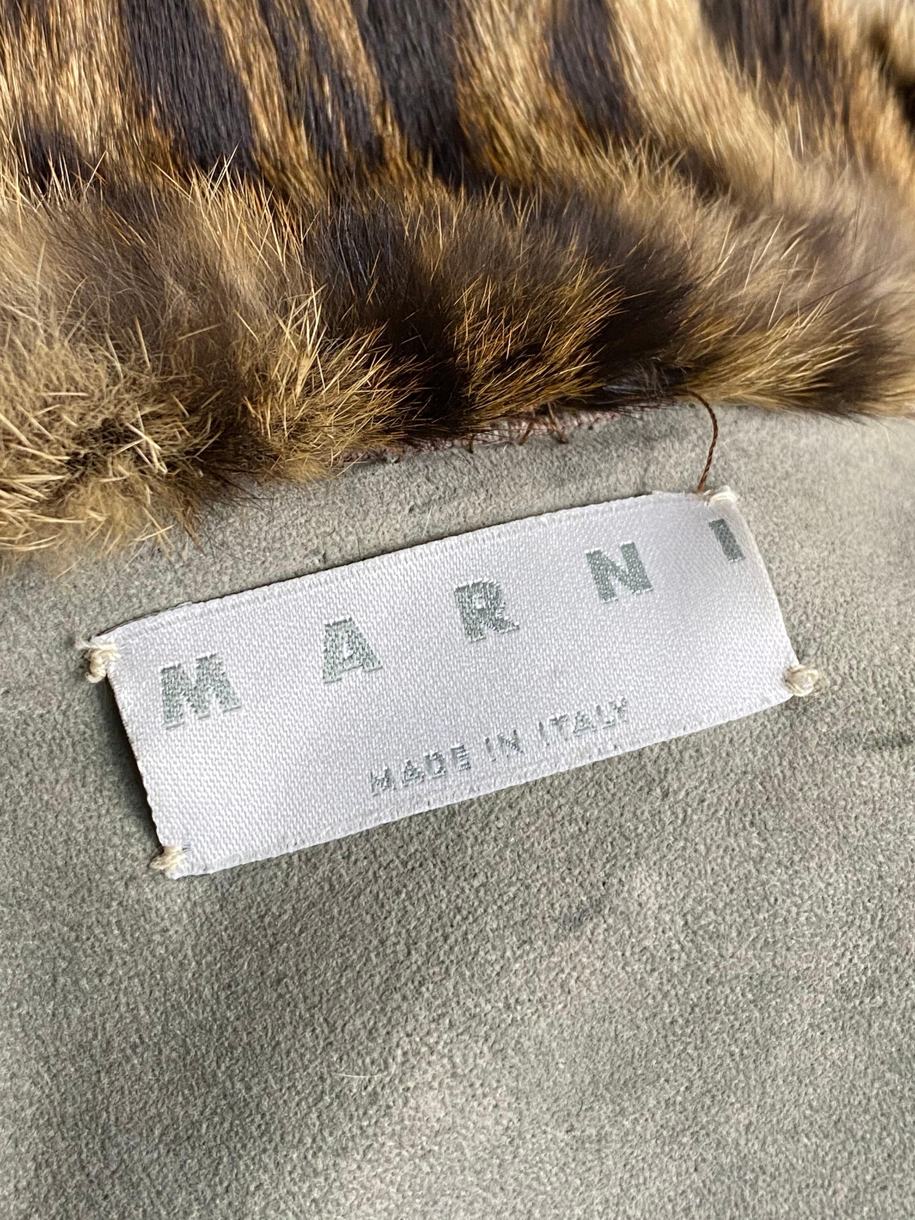 Marni Brown and Black Leopard Animal Fur Jacket Size 42 In Excellent Condition In Beverly Hills, CA