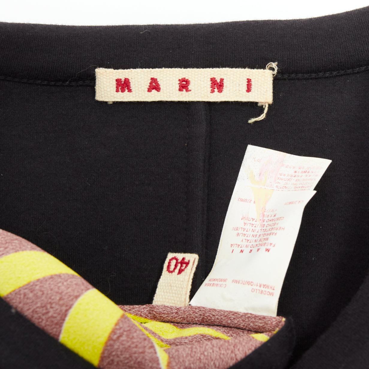 MARNI canotta marrone nera in misto cotone con stampa floreale tropicale IT40 S in vendita 4