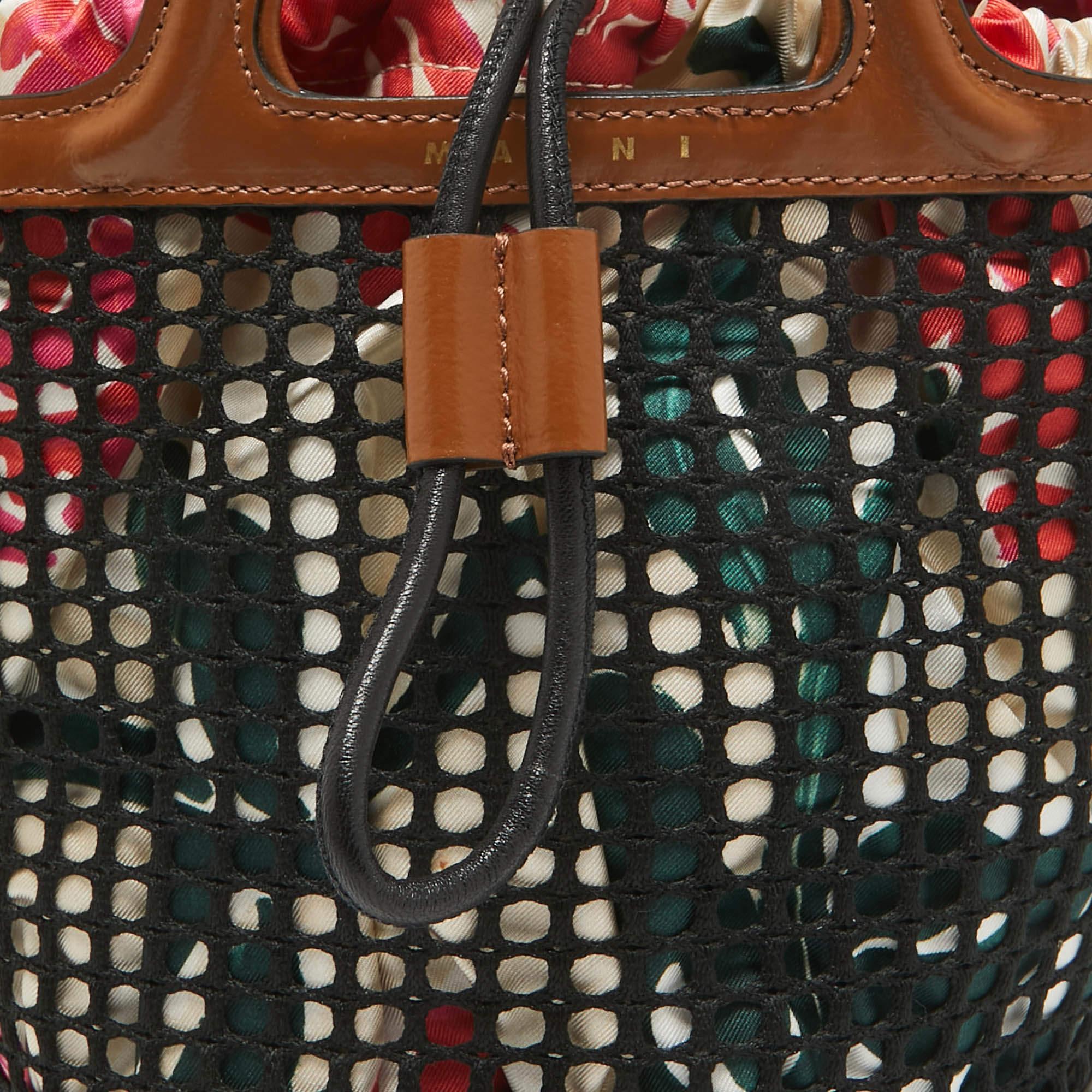 Marni Brown/Black Leather and Net Bucket Bag 2