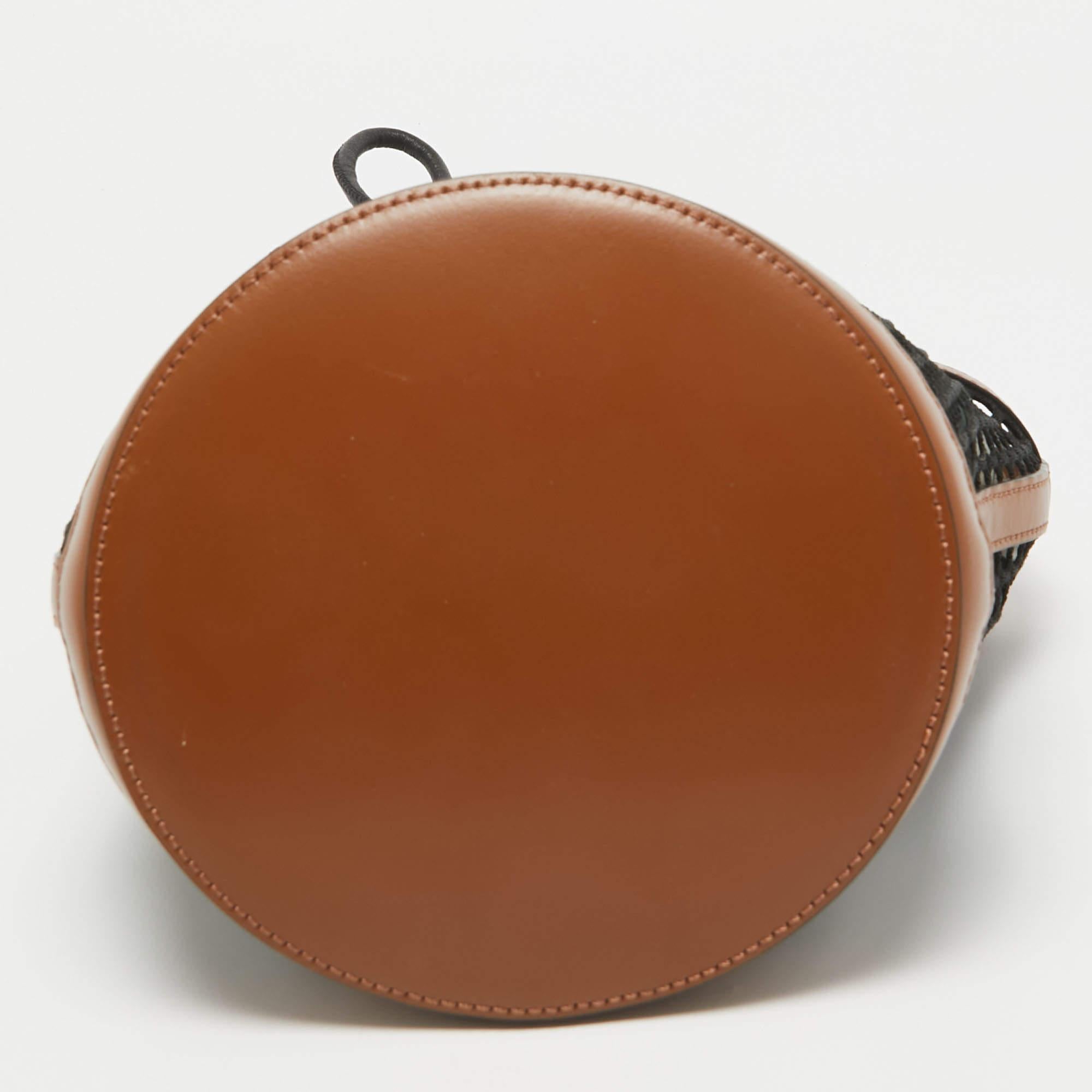 Marni Brown/Black Leather and Net Bucket Bag 3