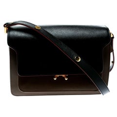 Marni Brown/Black Leather Medium Trunk Shoulder Bag