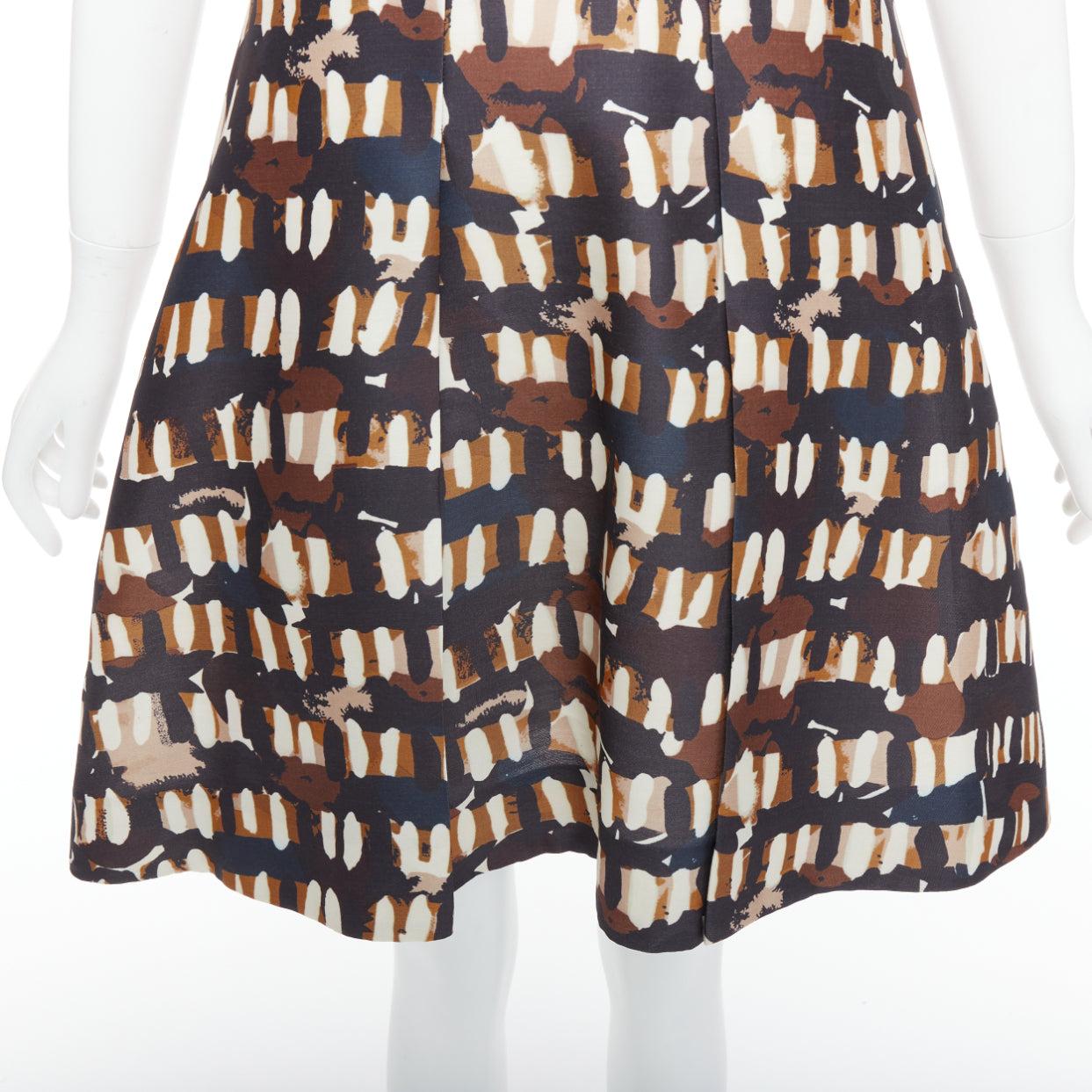 MARNI brown black wool silk abstract print fit flare dress IT38 XS
Reference: MECG/A00028
Brand: Marni
Material: Wool, Silk
Color: Brown, Black
Pattern: Abstract
Closure: Zip
Made in: Italy

CONDITION:
Condition: Excellent, this item was pre-owned