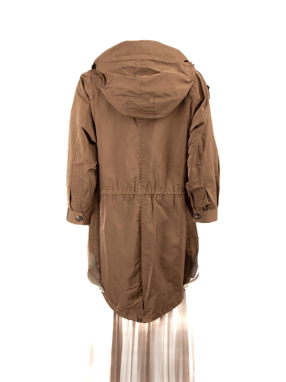 Marrone Marni Brown Collapsible Hood Rain Jacket Size XS in vendita