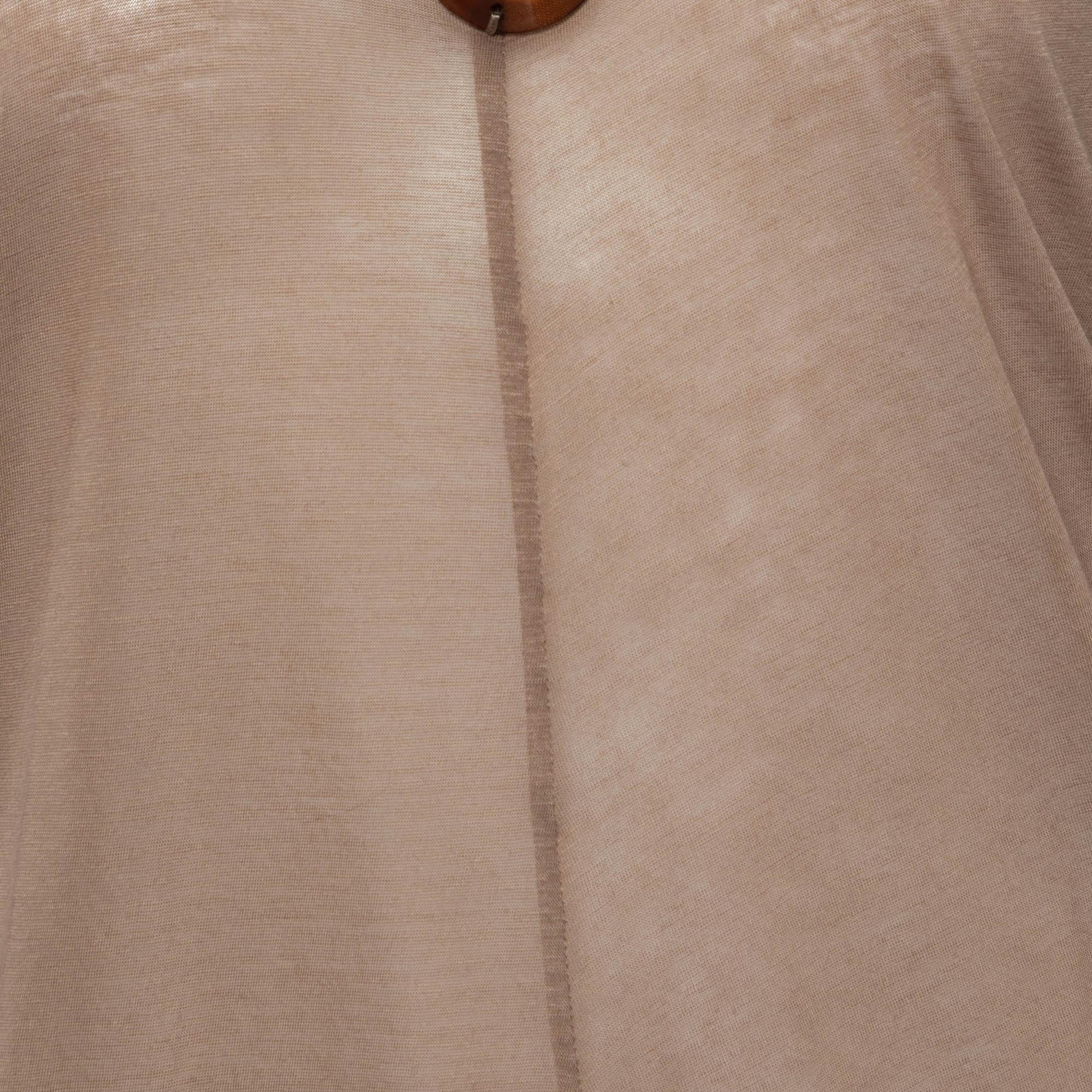 Marni Brown Cotton knit Embellished Detail Long Sleeve Top L In Good Condition For Sale In Dubai, Al Qouz 2