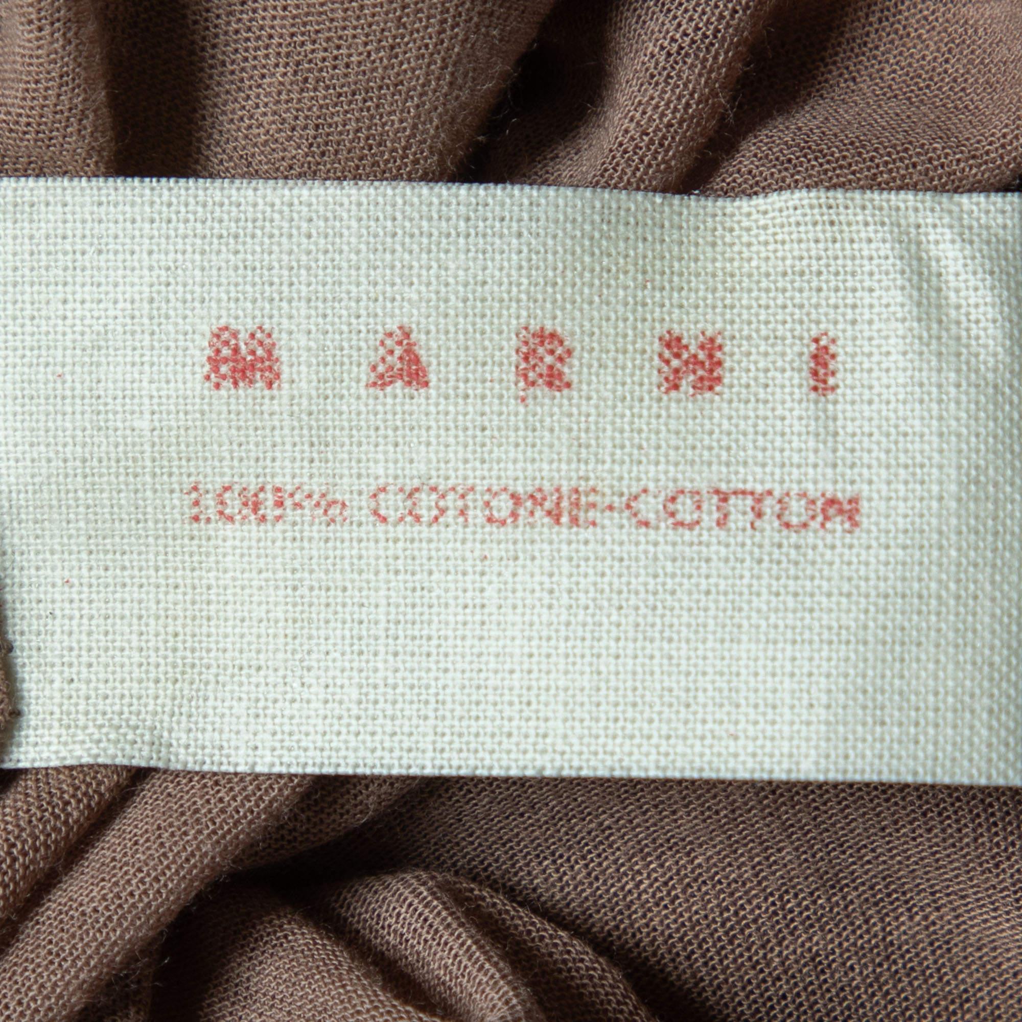 Marni Brown Cotton knit Embellished Detail Long Sleeve Top L For Sale 1