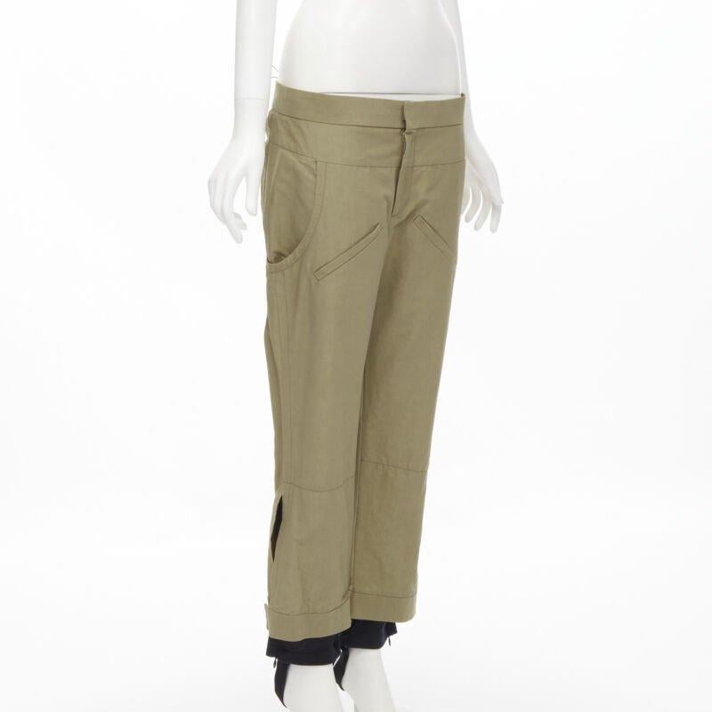 Brown MARNI brown cotton layered hem stirrup jodphur pants IT42 S For Sale