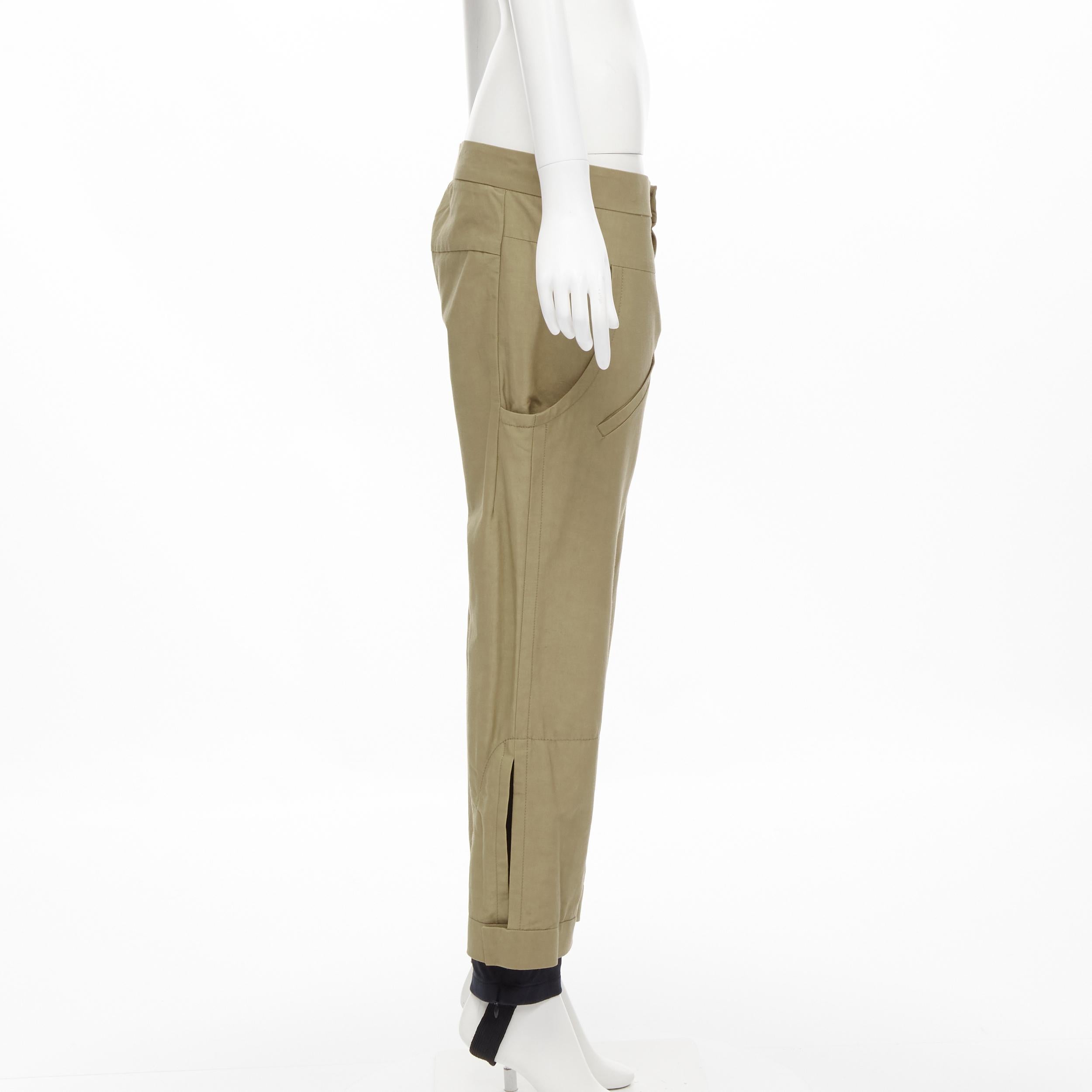 MARNI brown cotton layered hem stirrup jodphur pants IT42 S In Excellent Condition For Sale In Hong Kong, NT