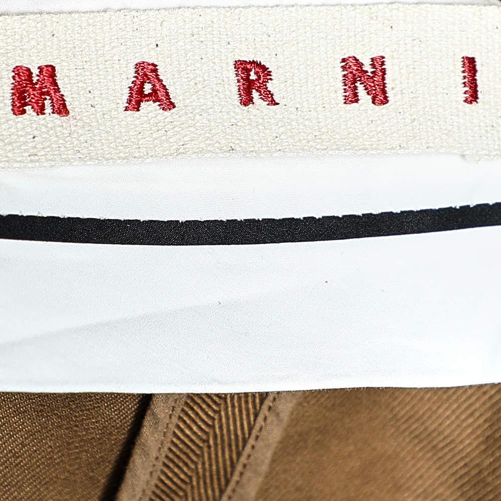 Marni Brown Cotton Twill Wide Leg Culottes M For Sale 2