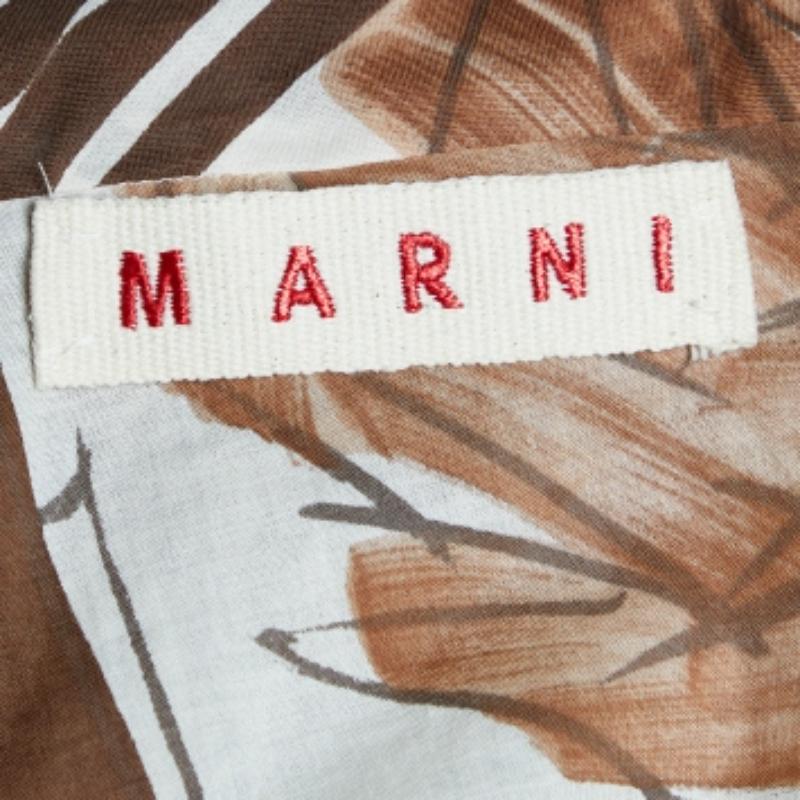 Marni Top sin mangas de algodón marrón/crema con estampado abstracto M en Excelente estado para la venta en Dubai, Al Qouz 2