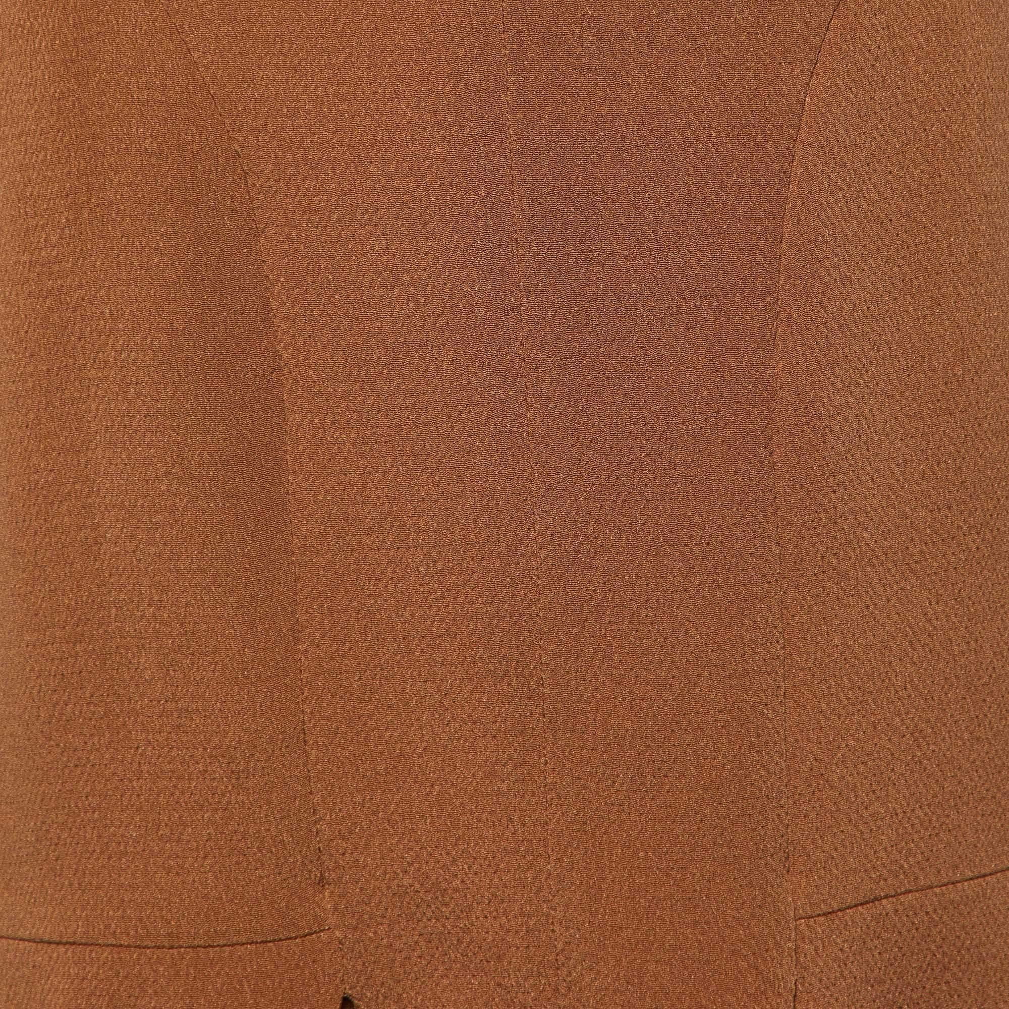 Marni Brown Crepe Double Silk Mini Skirt S In Excellent Condition For Sale In Dubai, Al Qouz 2