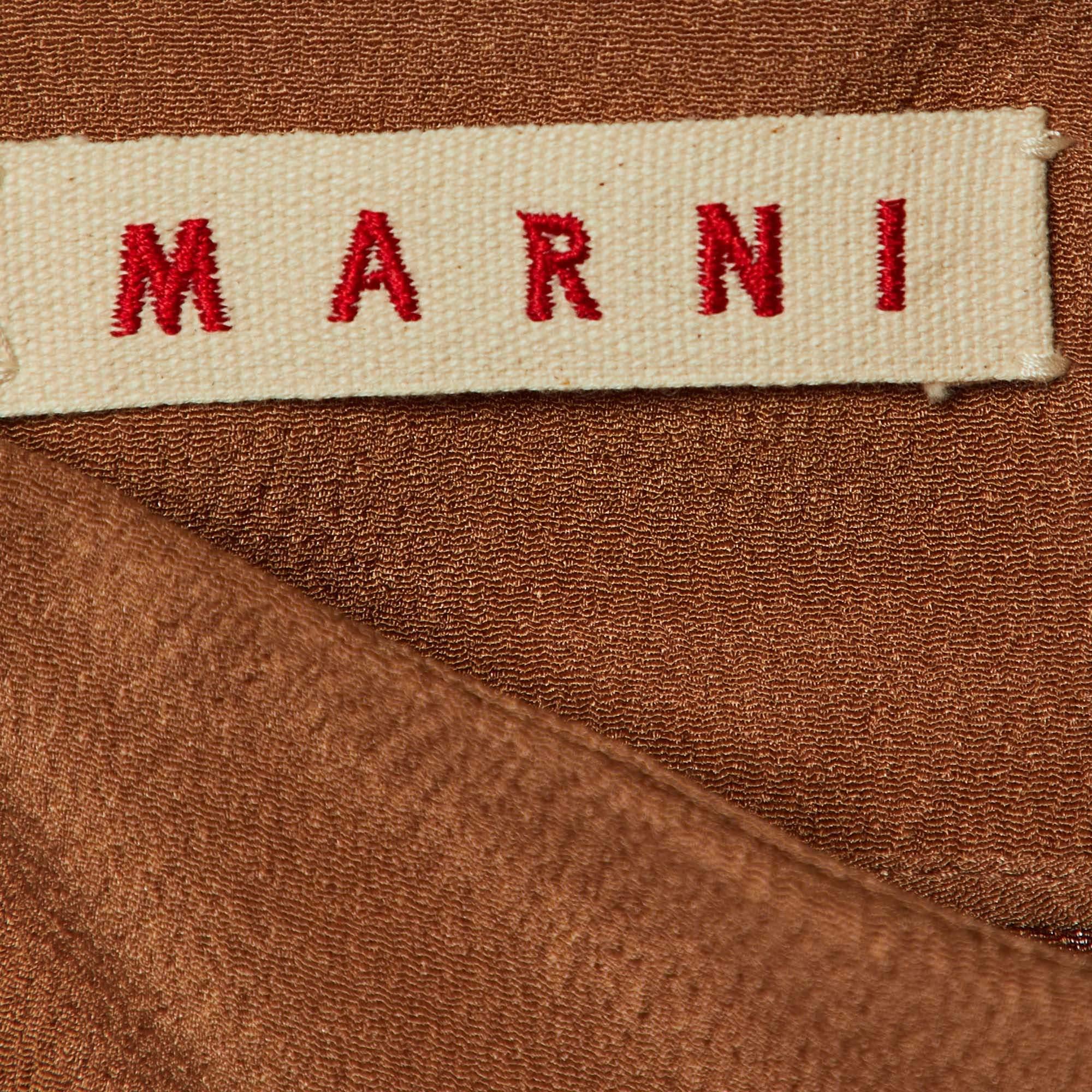 Marni Brown Crepe Double Silk Mini Skirt S For Sale 1