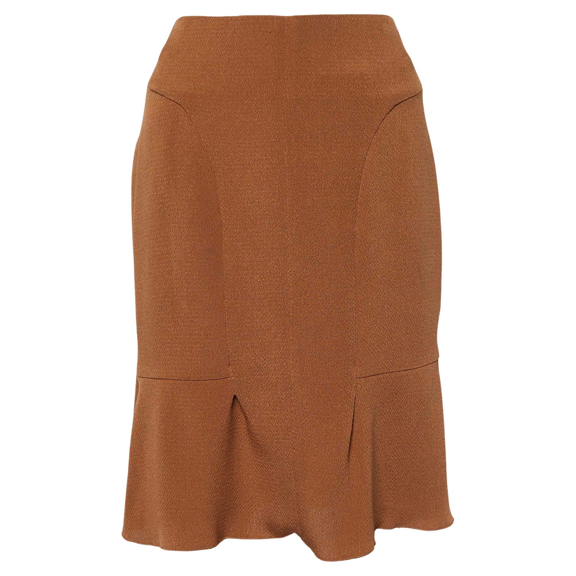 Marni Brown Crepe Double Silk Mini Skirt S For Sale
