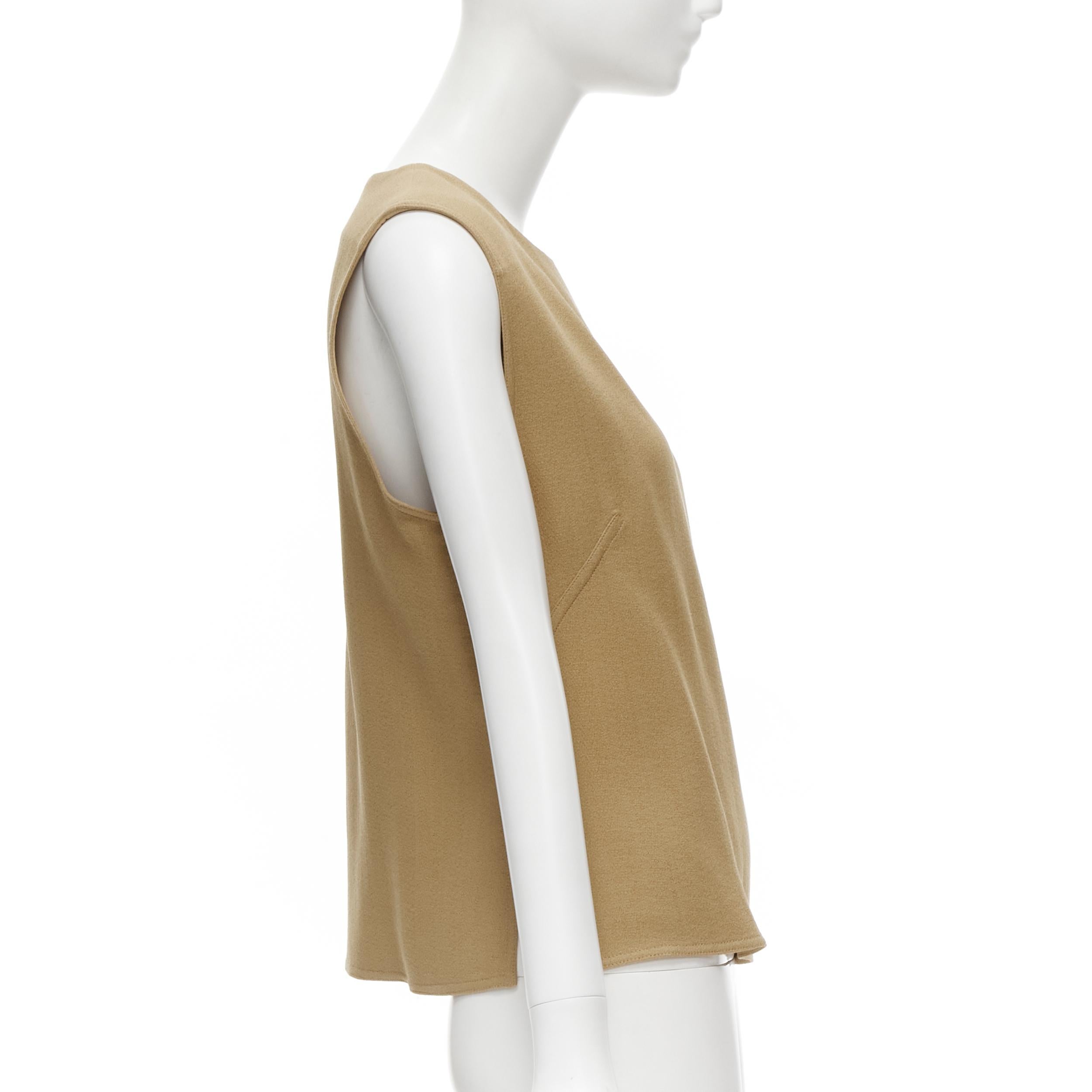 Brown MARNI brown crepe gold button asymmetric draped sleeve boxy top IT40 S For Sale