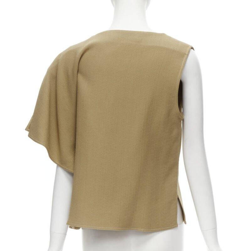 De las mujeres MARNI crepé marrón botón dorado manga drapeada asimétrica top boxy IT40 S en venta