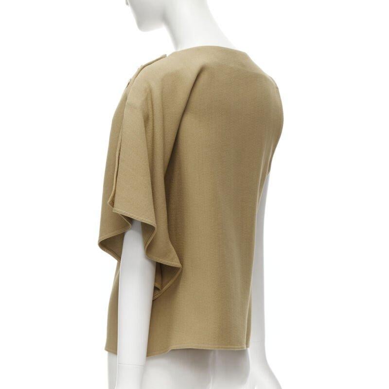 MARNI crepé marrón botón dorado manga drapeada asimétrica top boxy IT40 S en venta 1