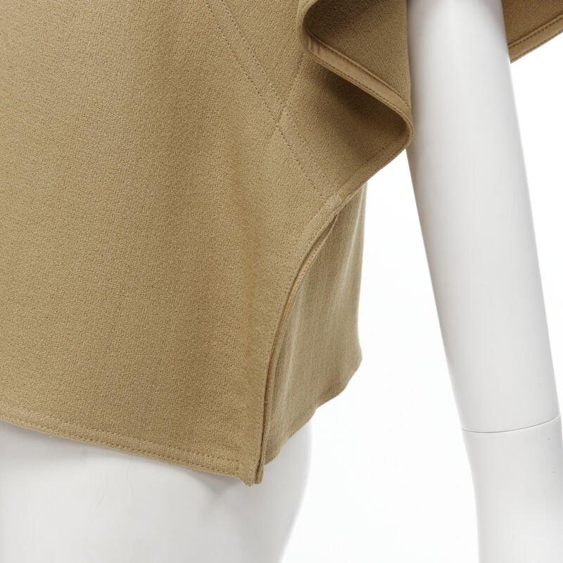 MARNI crepé marrón botón dorado manga drapeada asimétrica top boxy IT40 S en venta 3