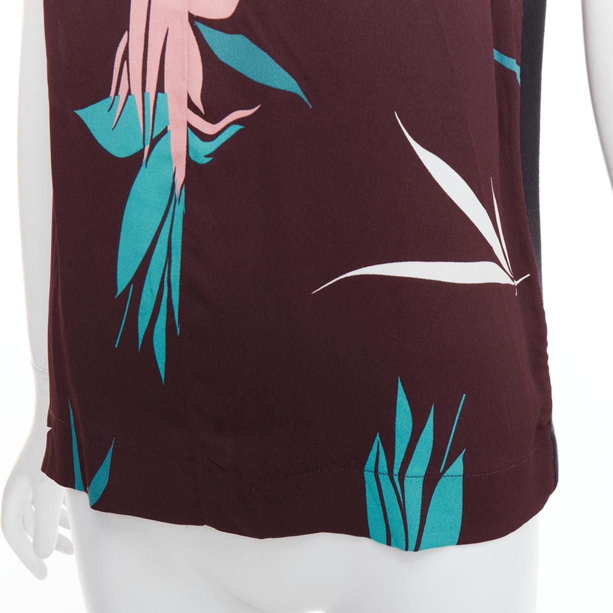 MARNI brown green pink cotton blend tropical floral tank top IT40 S For Sale 2