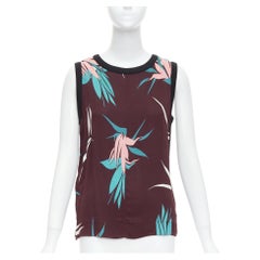 MARNI brown green pink cotton blend tropical floral tank top IT40 S
