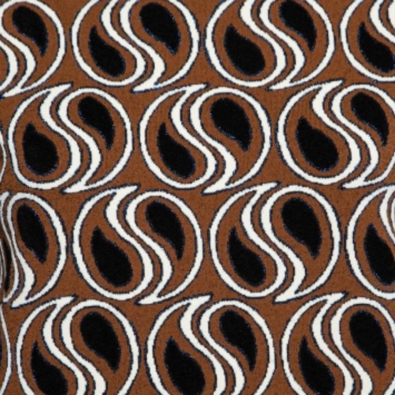 Marni Brown Jacquard Lurex Knit Short Sleeve Dress M In Good Condition For Sale In Dubai, Al Qouz 2