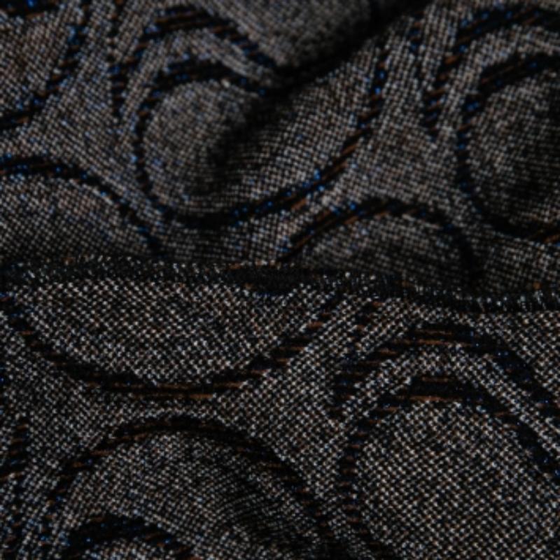 Marni Brown Jacquard Lurex Knit Short Sleeve Dress M For Sale 2