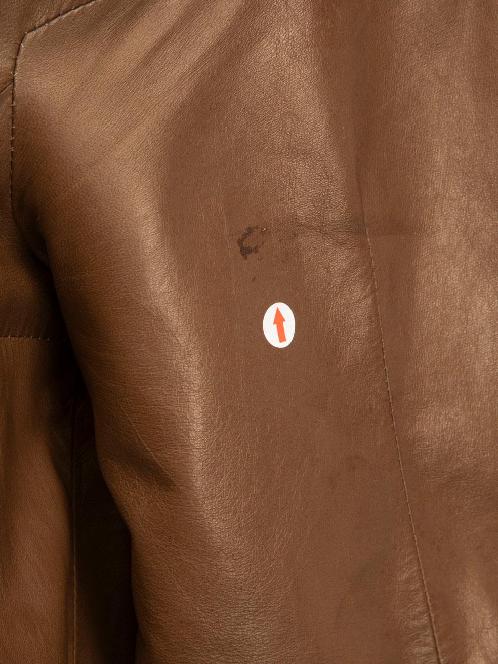 Marni Brown Leather Asymmetric Collar Dress Size S For Sale 1