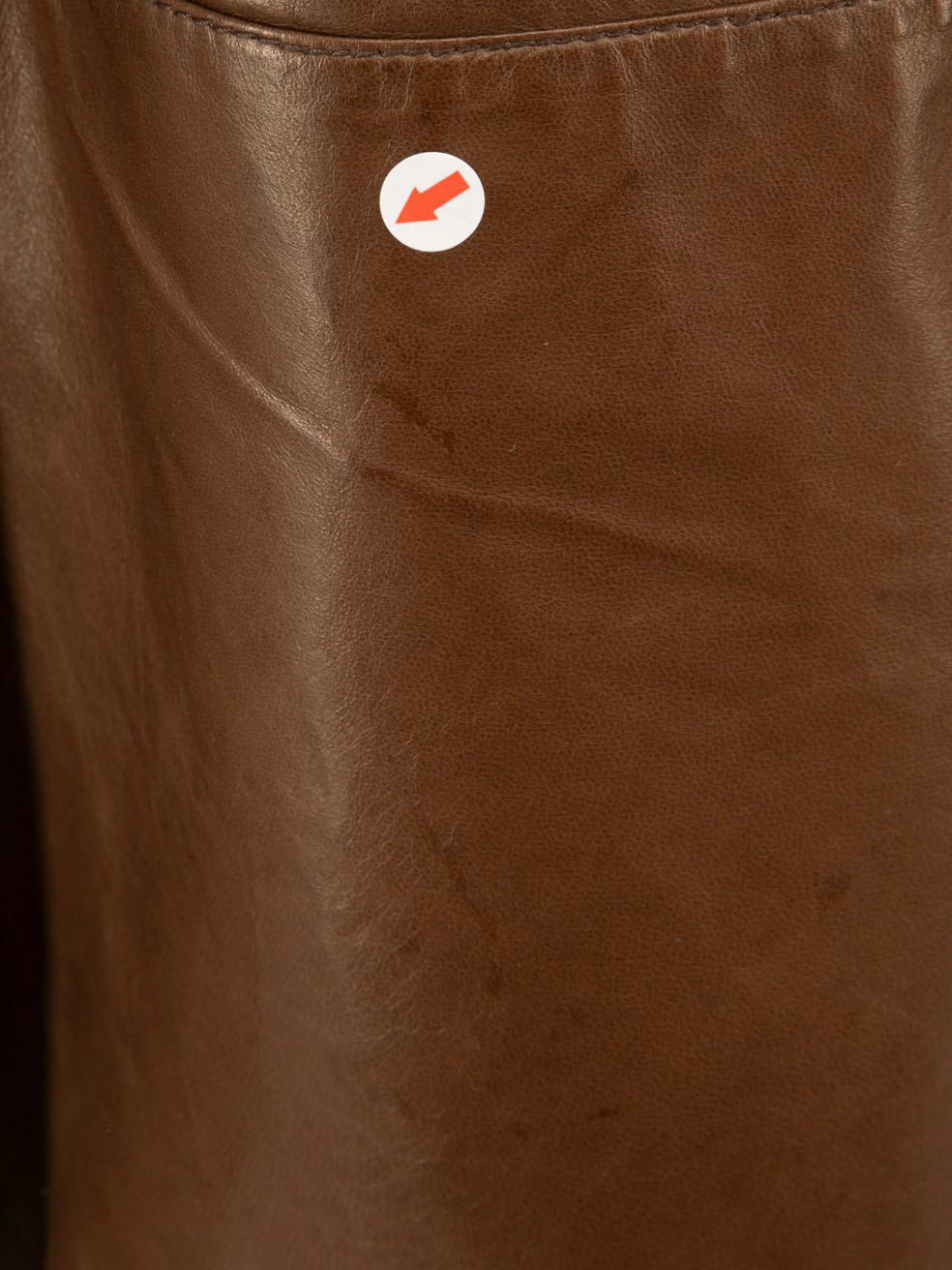 Marni Brown Leather Asymmetric Collar Dress Size S For Sale 2
