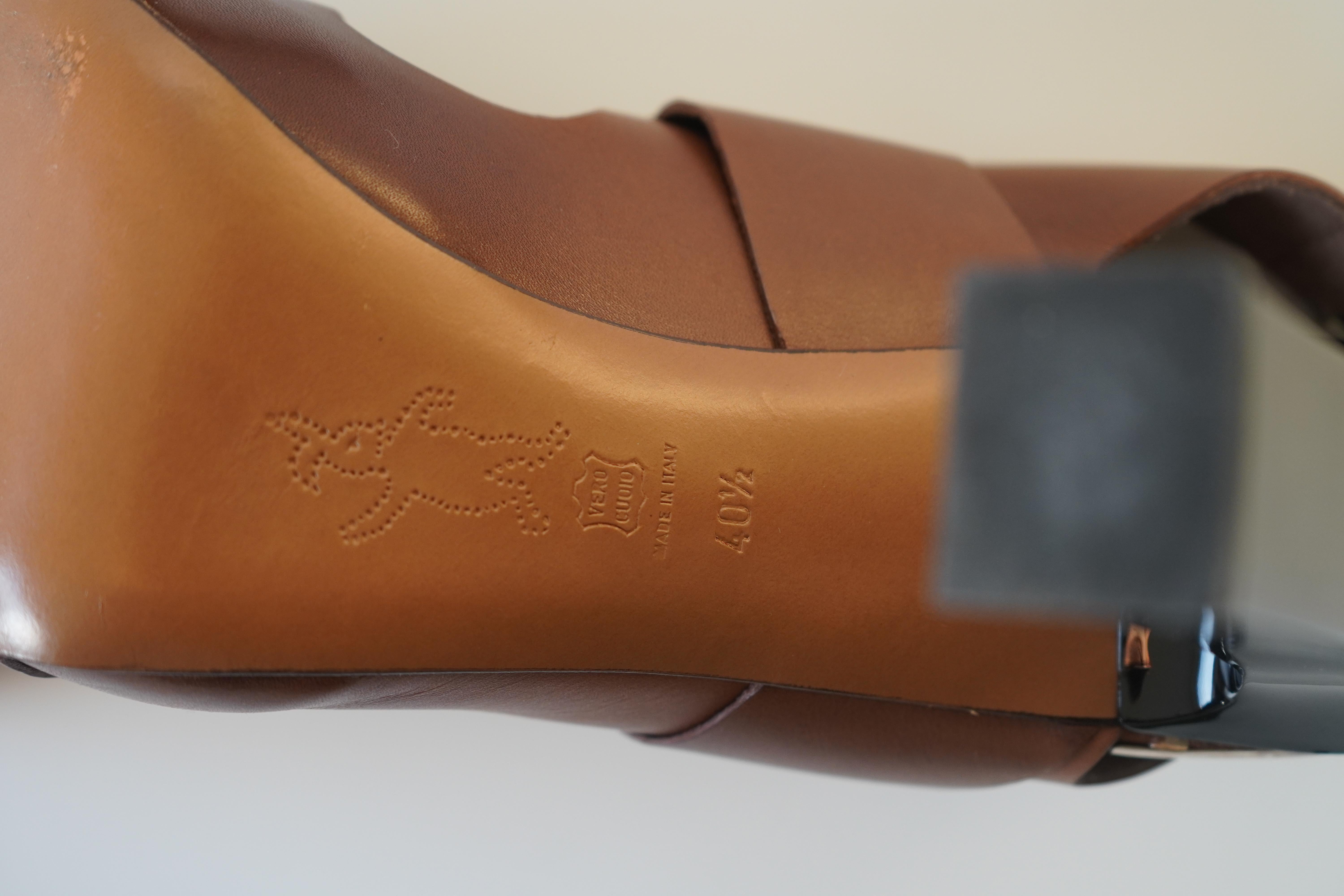 Marni Brown Leather Block Heel Sandals 40.5 For Sale 6