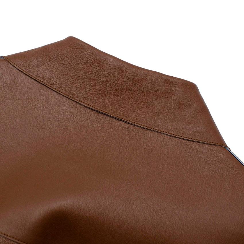 Marni Brown Leather Button-Down Boxy Lightweight Jacket - Size US 0-2 2