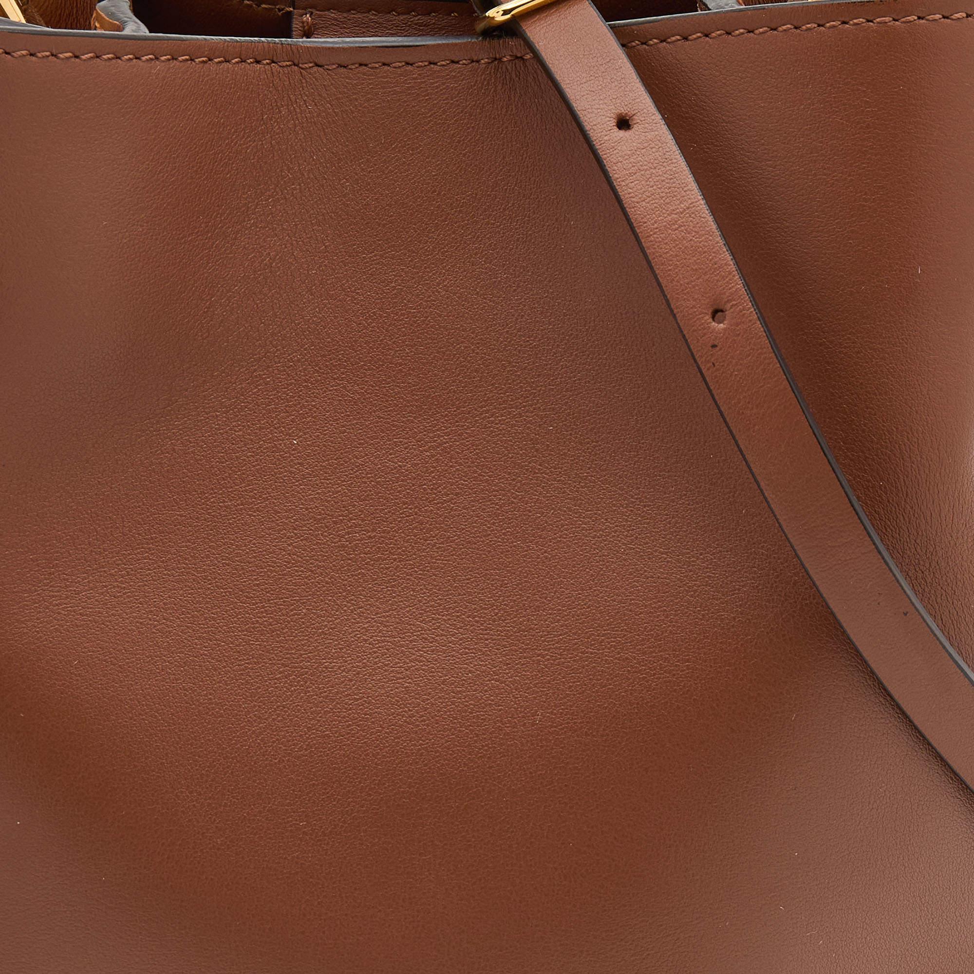 Marni Brown Leather Pannier Bucket Bag 7
