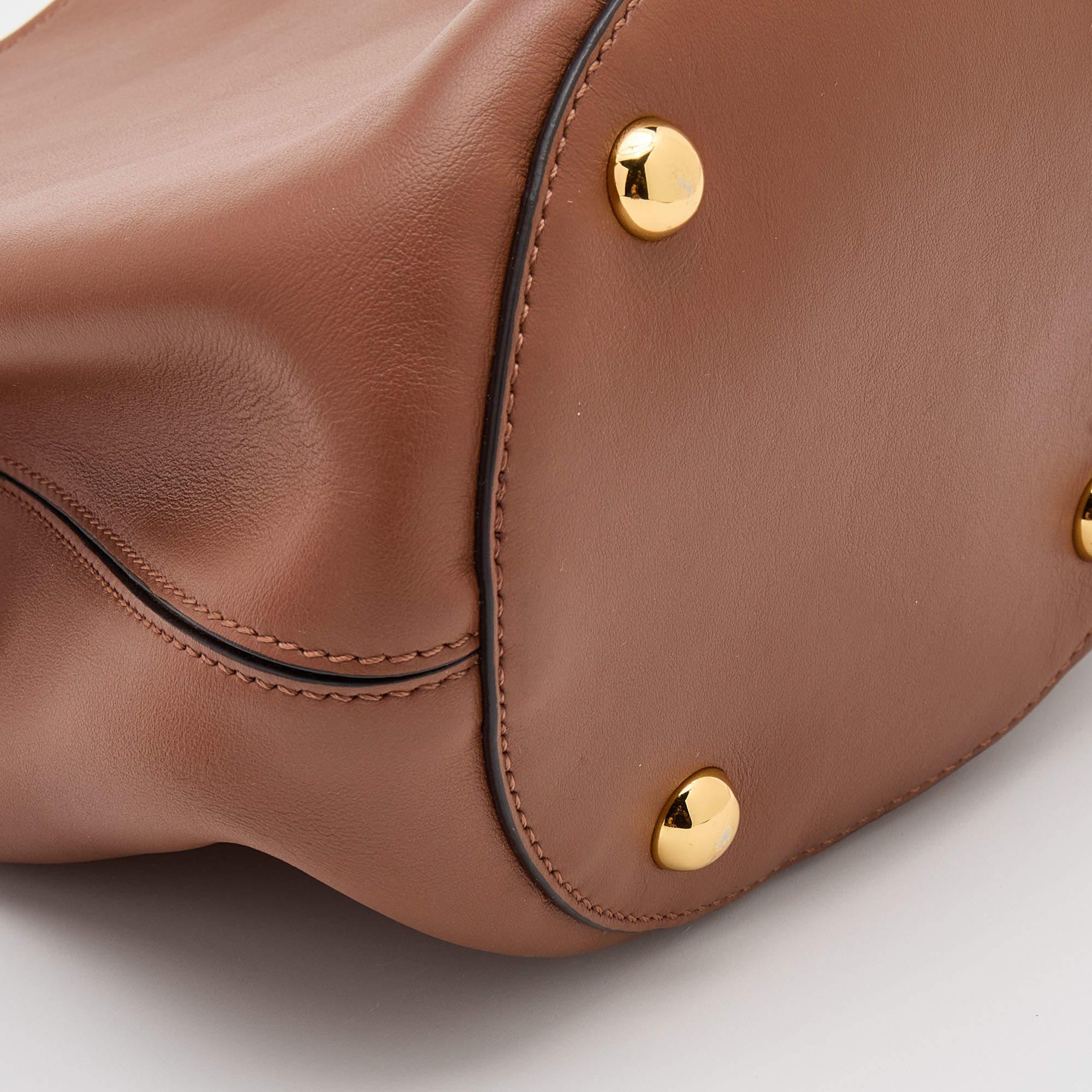 Marni Brown Leather Pannier Bucket Bag 1