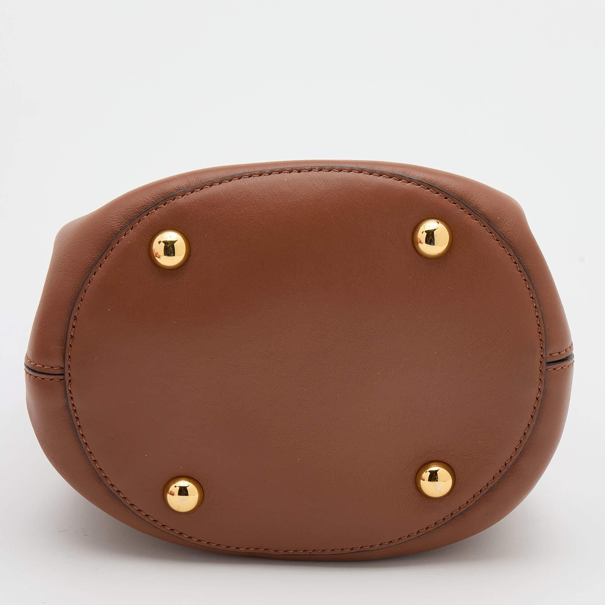 Marni Brown Leather Pannier Bucket Bag 2