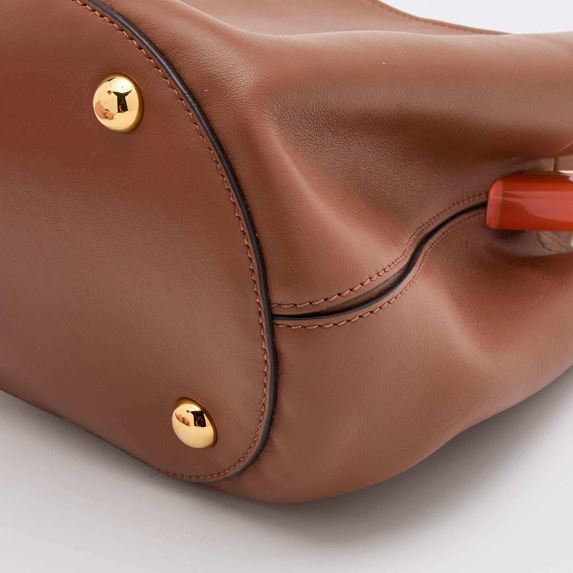 Marni Brown Leather Pannier Bucket Bag 4