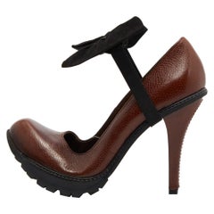 Marni Brown Leather Platform Pumps Size 40