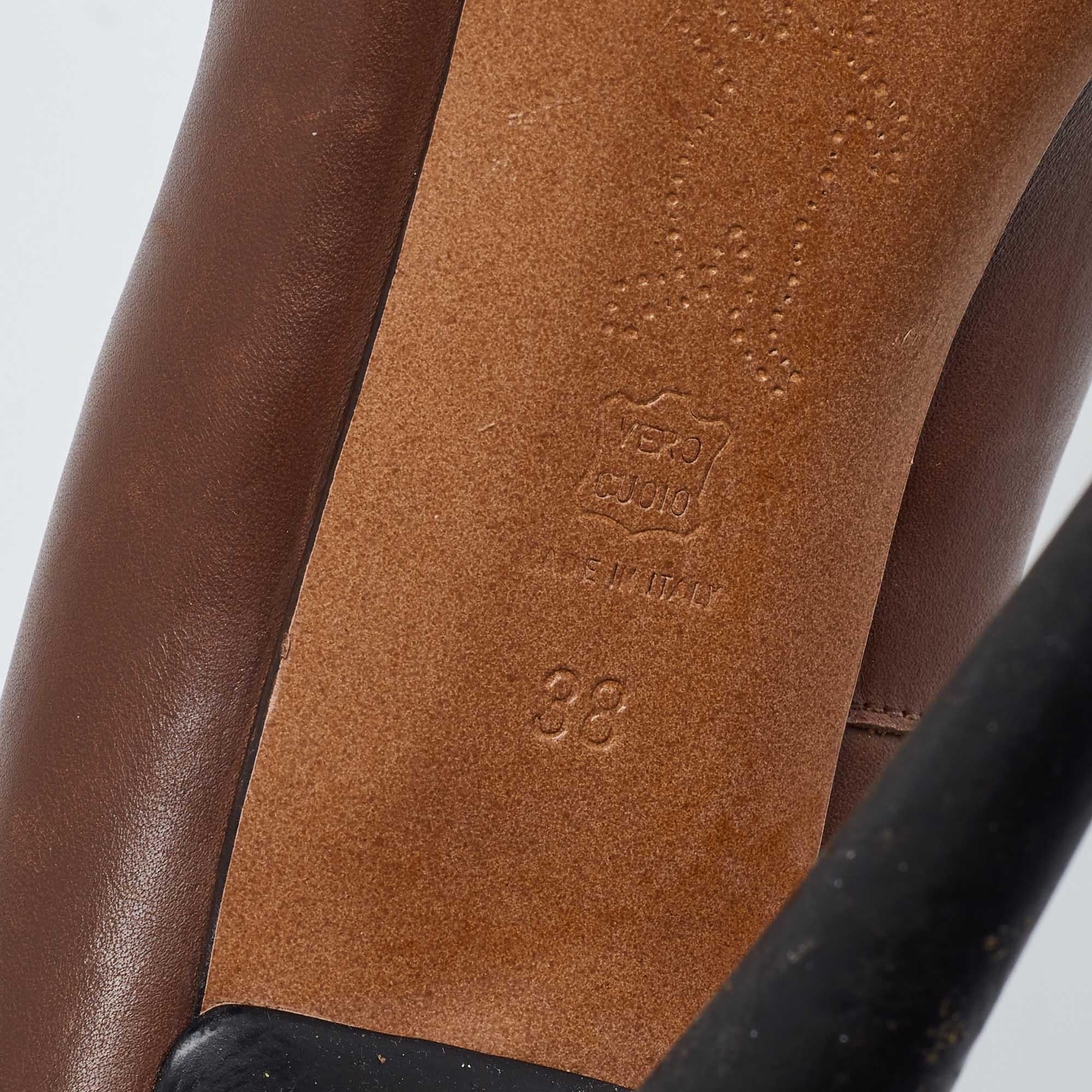 Marni - Escarpins à plateforme et bouts carrés en cuir Brown - Taille 38 en vente 3