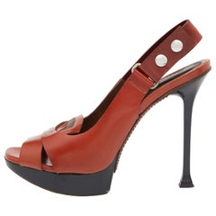 Marni Brown Leather Slingback Sandals Size 39
