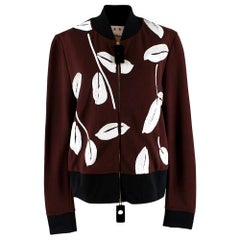 Marni Brown Leaves Sequin Applique Bomber - Size US 10