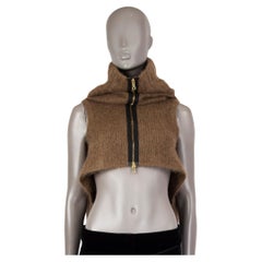 MARNI brown mohair COMMESSA CROPPED TURTLENECK ZIP FRONT Cardigan Sweater 42 M