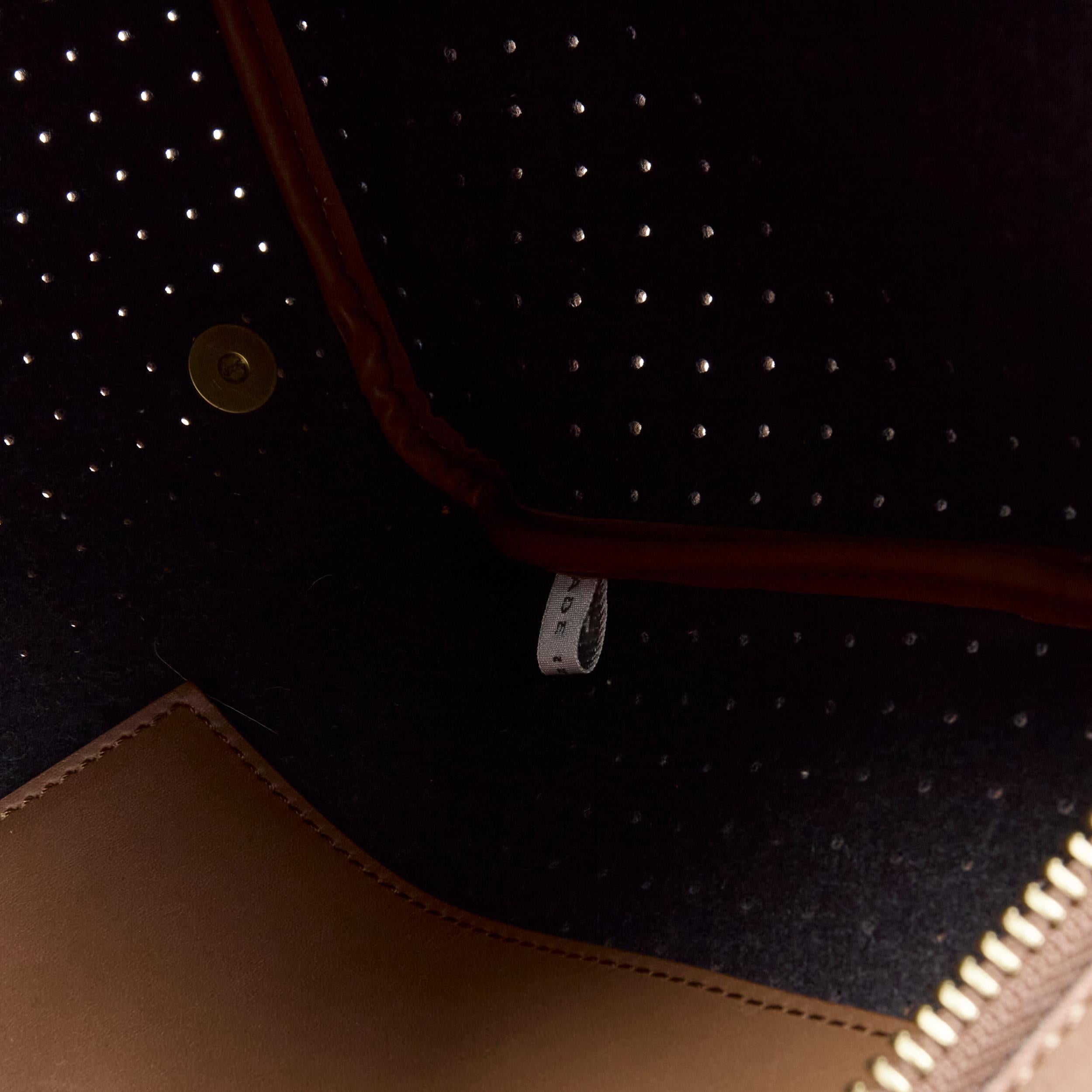 MARNI brown perforated leather black handle carryall satchel bag 5
