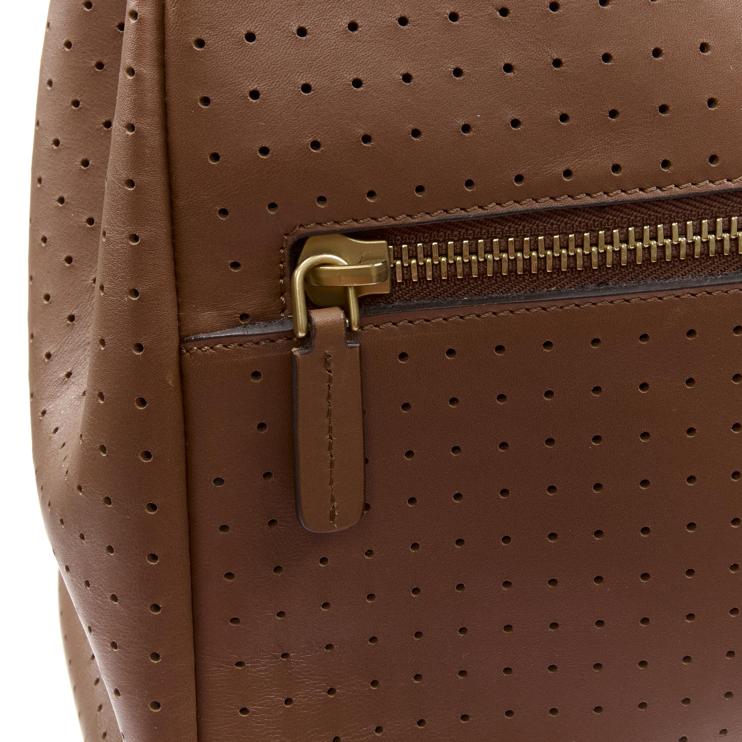 MARNI brown perforated leather black handle carryall satchel bag 2