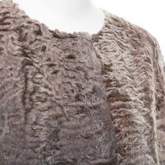 MARNI brown persian lamb astrakan fur cropped sleeve cocoon coat IT40 S