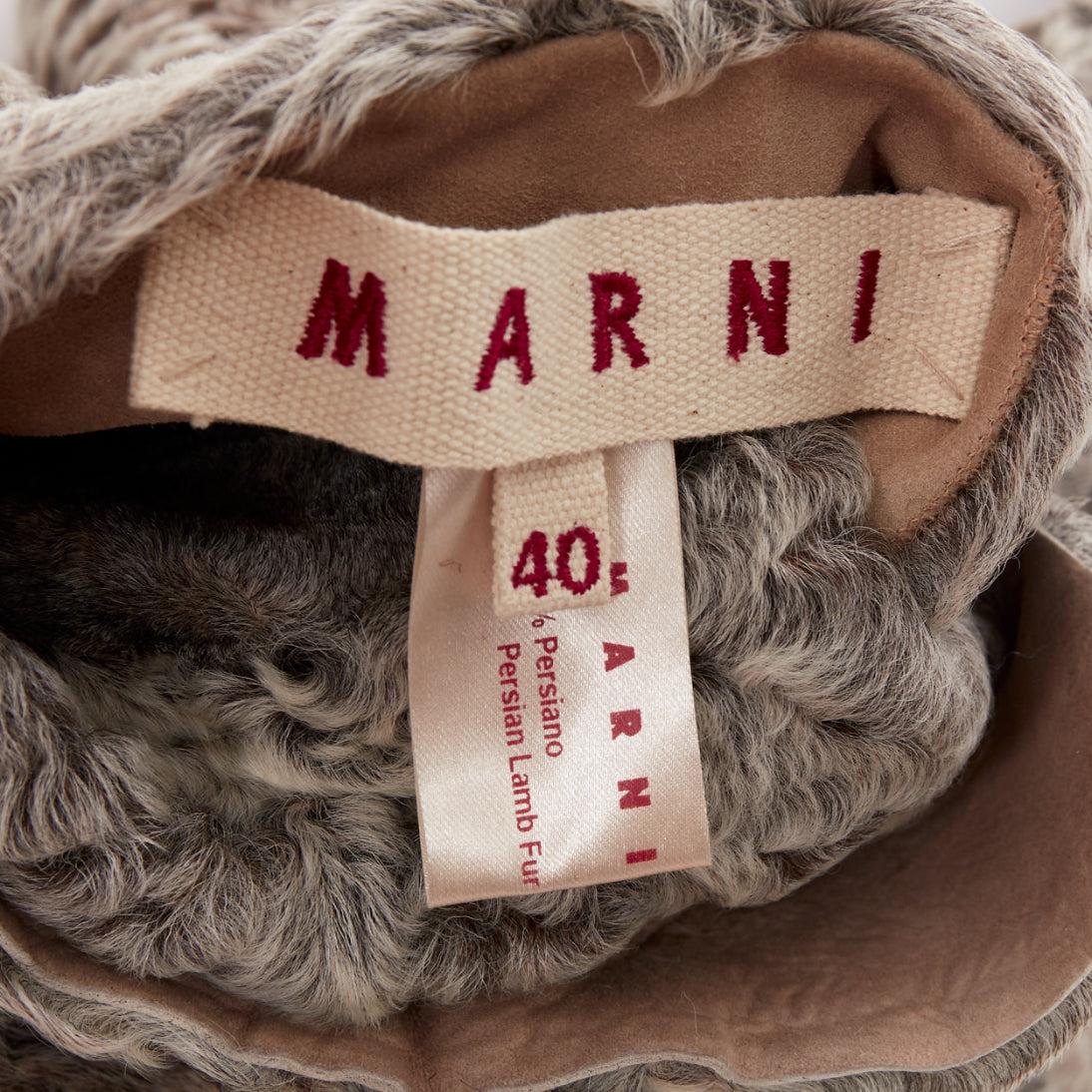MARNI brauner persischer Lamm-Astrakan-Pelz abgeschnittener Ärmel-Kokon-Mantel IT40 S im Angebot 4