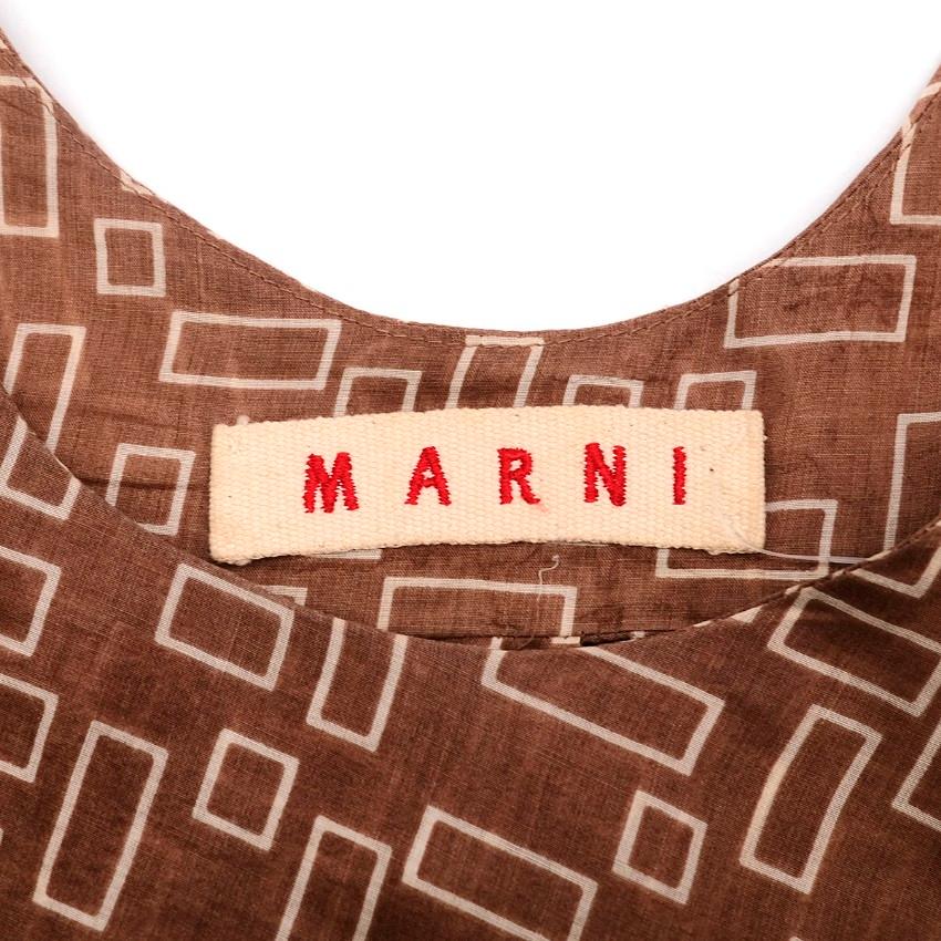 Women's Marni Brown Printed Belted Dress - Size US 6 For Sale