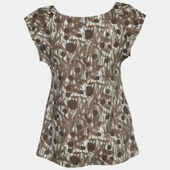 Marni Brown Printed Cotton Sleeveless Top M