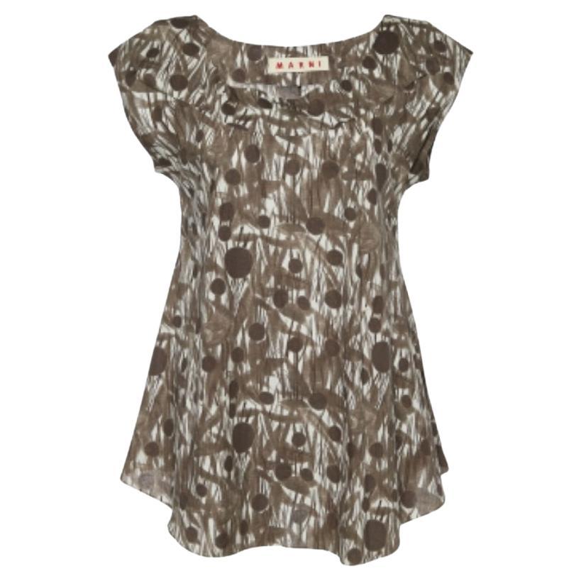 Marni Top sin mangas de algodón estampado marrón M